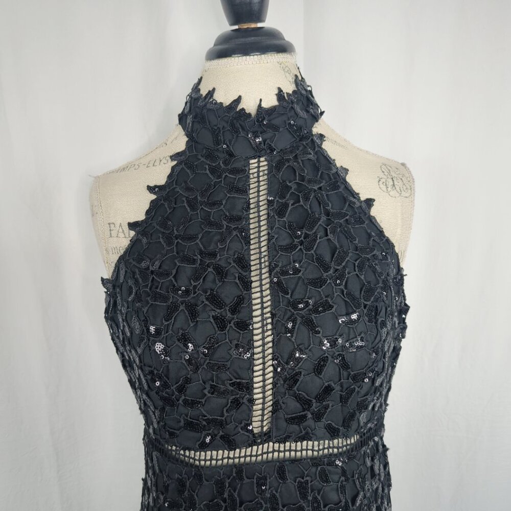 Bardot Black Lace Dress X Small Midi Formal Halter - Picture 3 of 11